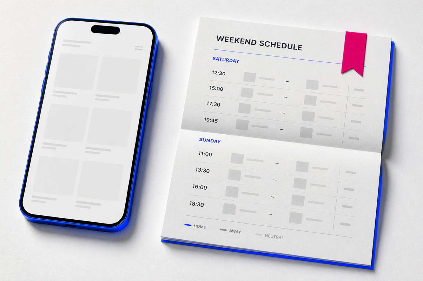 Smartphone et planning sportif sur papier
